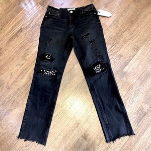 NWT’s Ban Jara frayed hem rhinestone embellished jeans